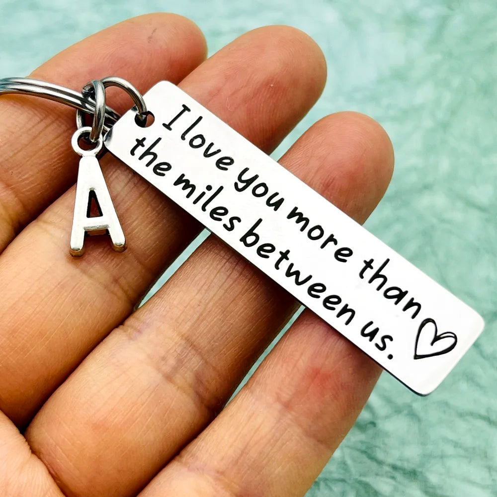 Couple Keychain Long Distance Relationship Gift for Boyfriend Girlfriend I Love You More Than The Miles Between Us for Husband